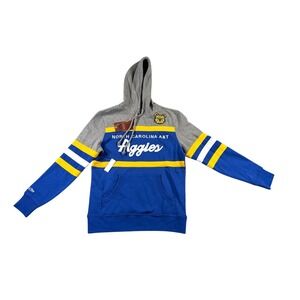 Mitchell & Ness NCAA North Carolina A&T Aggies Hoodie Mens Small Blue Pullover‎